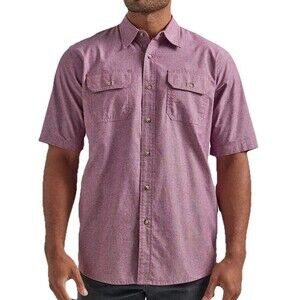 Wrangler Authentics Mens 2XL Chambray Button Up Shirt Short Sleeve Workwear NWT